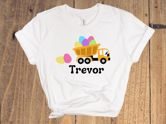 Custom Made Child's Construction Vehicles Easter Shirt - 3 Options