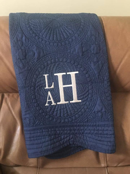 Monogrammed Baby Quilt or Lap Quilt - Babbling Brook