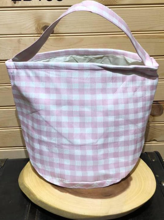 Gingham Easter Basket - Pink- RTS