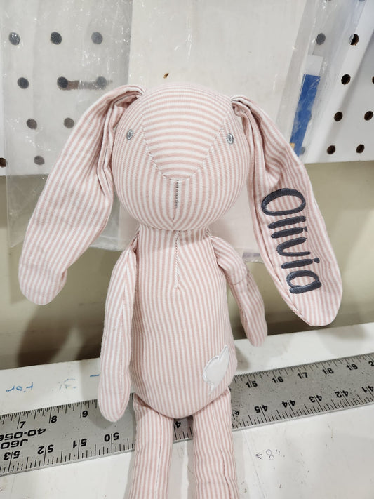 Striped Ragdoll Stuffed Bunny - Pink