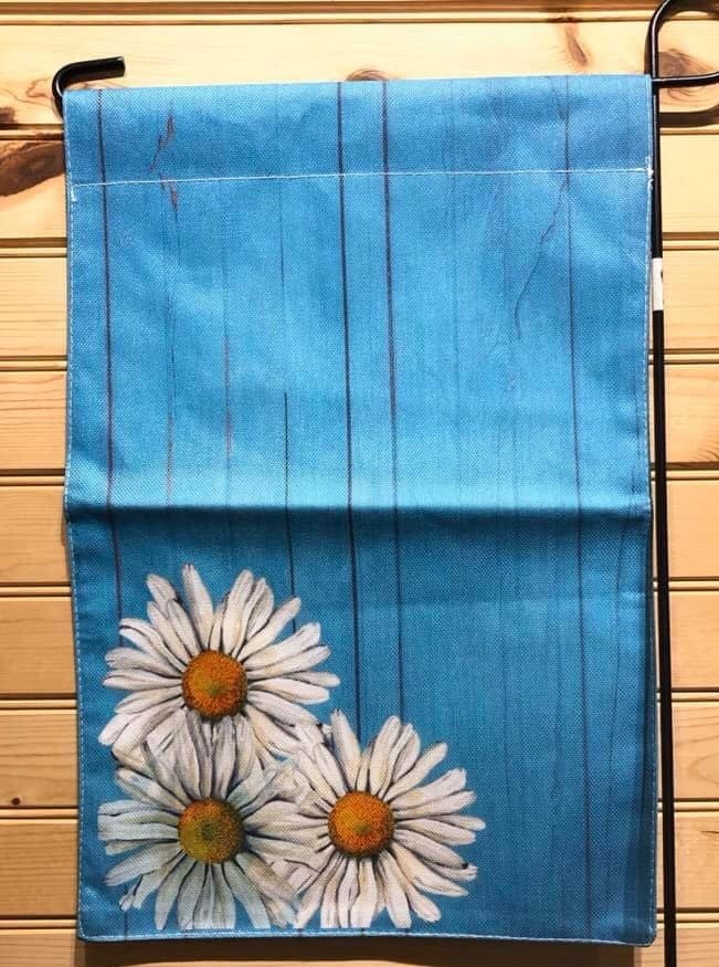 Daisies with Teal Garden Flag
