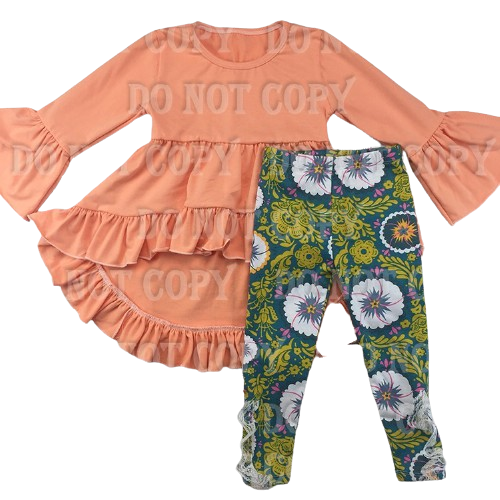 Peach and Lime Children's Ruffle Outfit