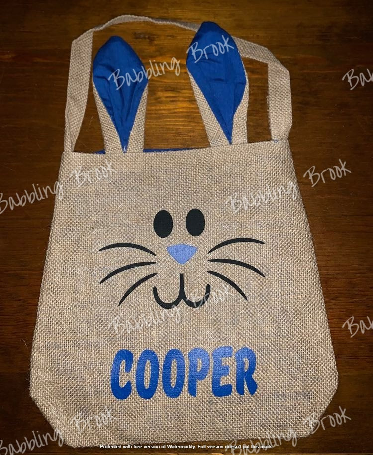 Personalized Burlap Easter Bunny Totes