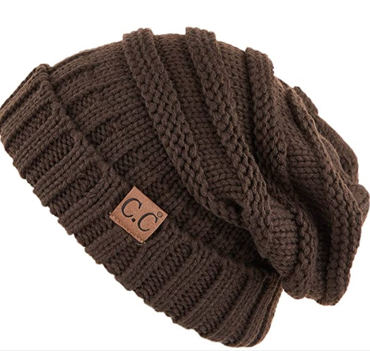 Oversized CC Cable Knit Beanie
