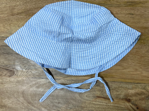 Blue Seersucker Toddler Hat