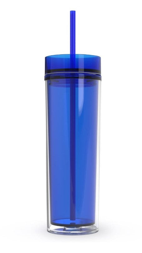 navy acrylic tumbler with matching straw 16 oz