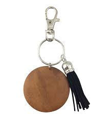 Wooden Key Chain with Black Tassel - Babbling Brook