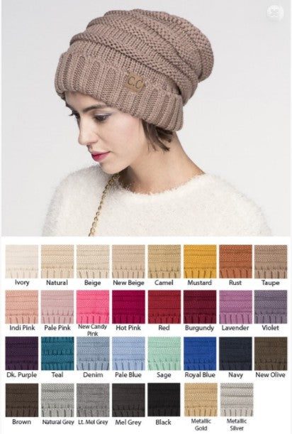 Oversized CC Cable Knit Beanie - Babbling Brook