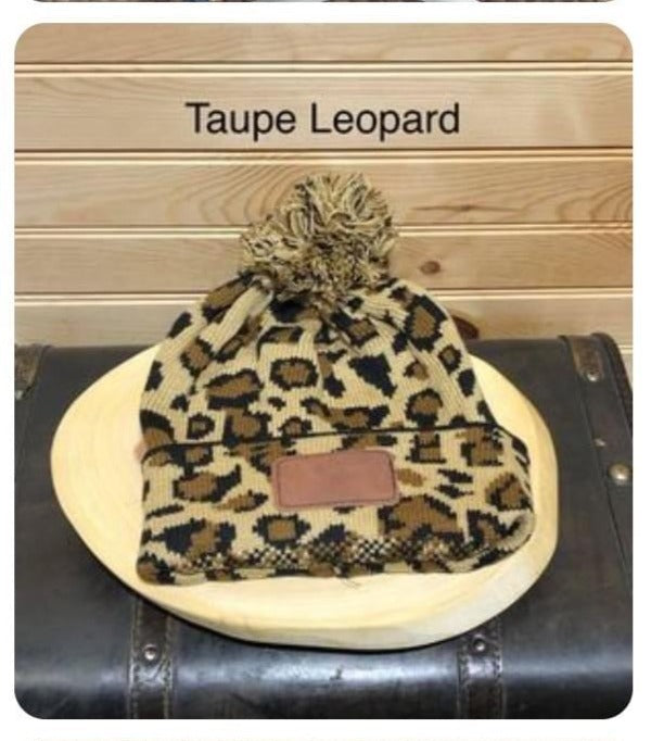 Taupe Leopard Monogrammed Pom Pom