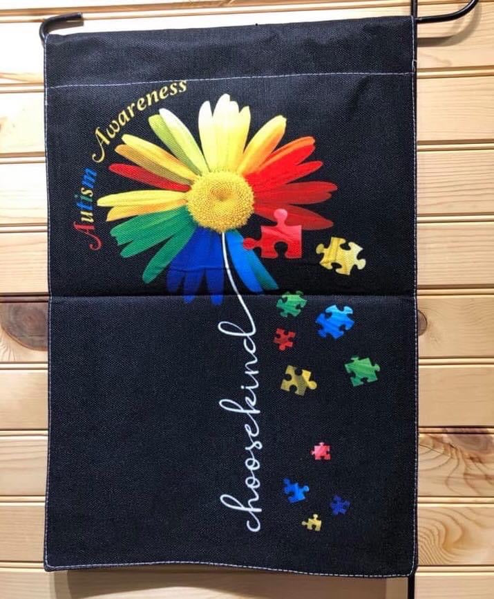 Autism Awareness Flag garden decorative canvas burlap colorful support 