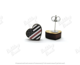 Heart Studs: Thin Blue Line, Red Blue Line, Yellow Line - Babbling Brook